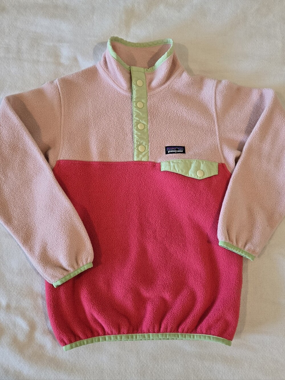 Kids' Patagonia Lightweight Synchilla Snap-T Fleece Pullover Small 7/8 Pink